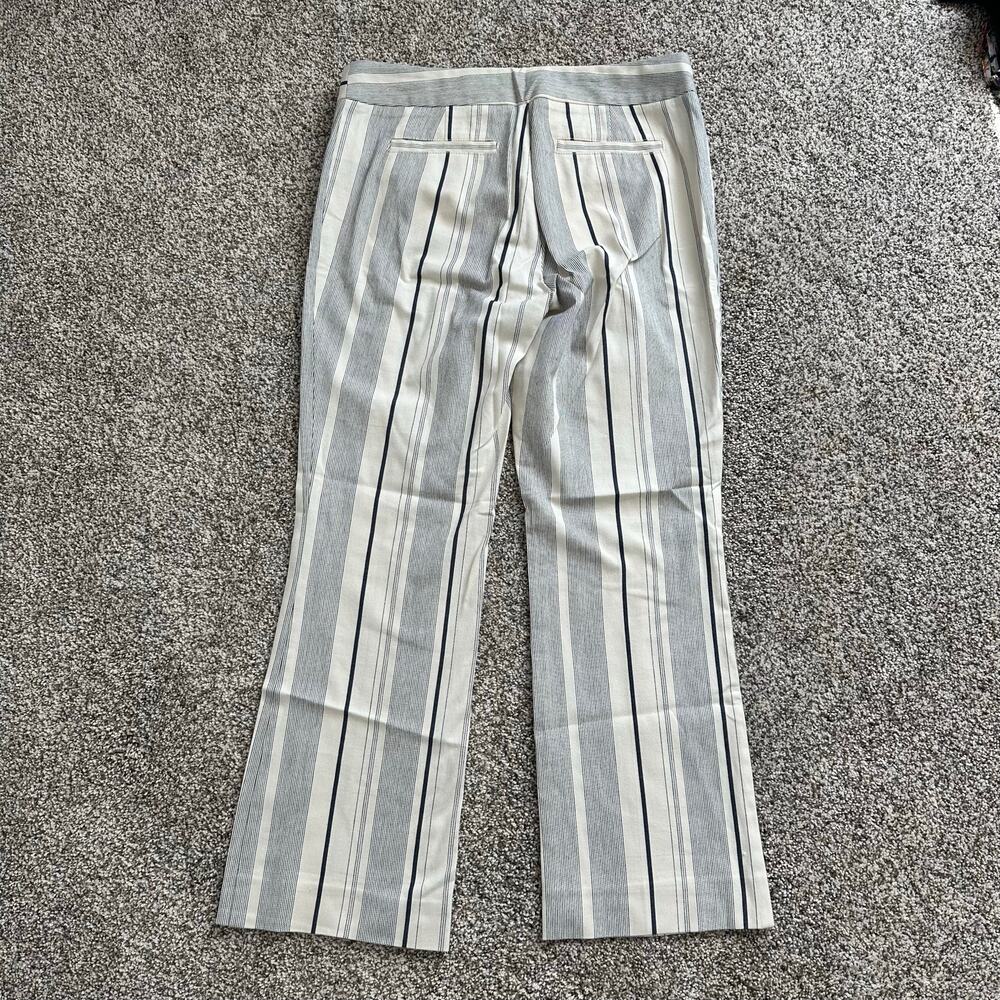Cartonnier Anthropologie cream & navy blue striped Charlie crop flare pants, 6 - Picture 4 of 14